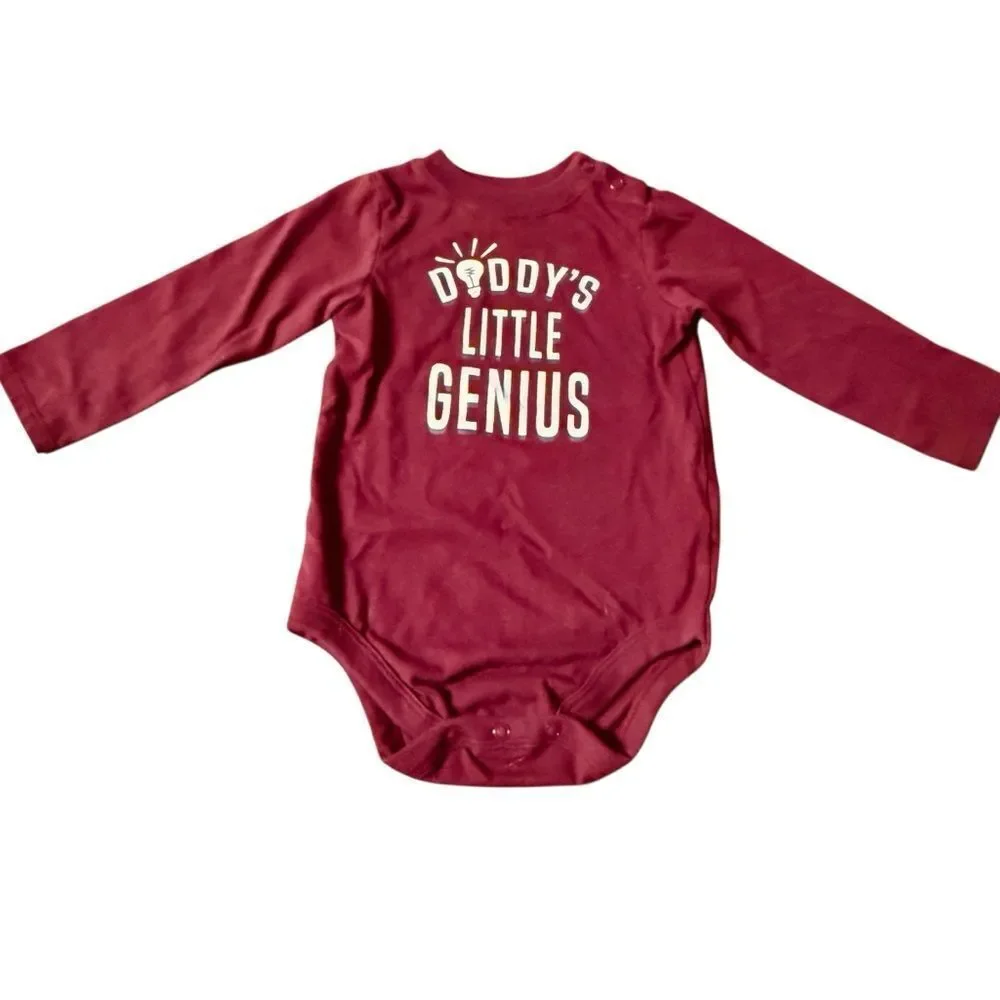 Garanimals Daddy's Little Genius Maroon Baby Onesie 18 Month
